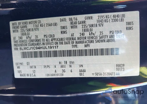 2017 Lincoln Mkc Premiere from USA, damaged, VIN 5LMCJ1C94HUL19117